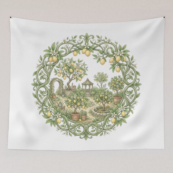 Item preview, Mediterranean Lemon Garden & Gazebo Mandala designed and sold by MoonSoul Studio.