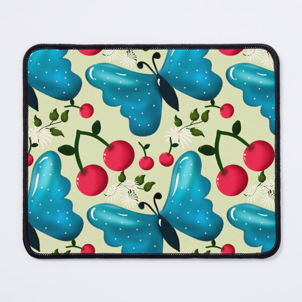 Item preview, Cute Cherry Butterfly Pattern, Glossy Kawaii Fruit Floral Seamless Design, Pink Aesthetic Summer Cute Pattern designed and sold by HopeAndHustle.