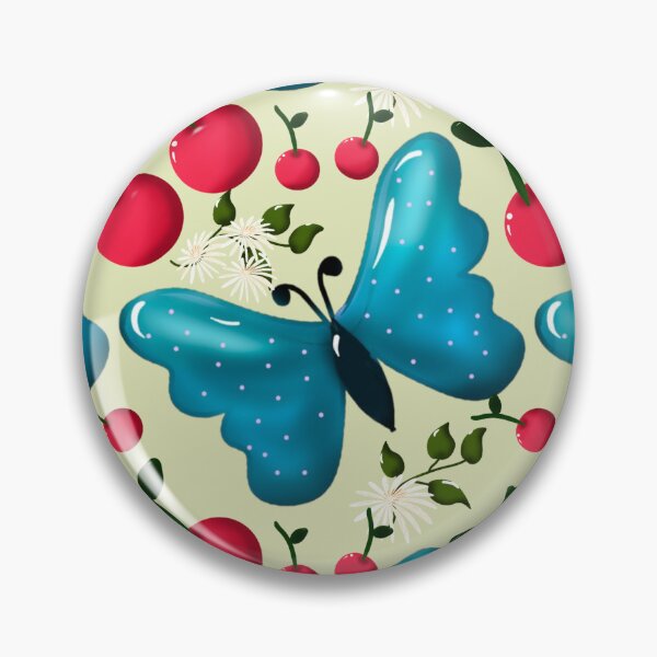 Item preview, Cute Cherry Butterfly Pattern, Glossy Kawaii Fruit Floral Seamless Design, Pink Aesthetic Summer Cute Pattern designed and sold by HopeAndHustle.