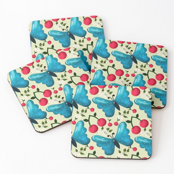 Item preview, Cute Cherry Butterfly Pattern, Glossy Kawaii Fruit Floral Seamless Design, Pink Aesthetic Summer Cute Pattern designed and sold by HopeAndHustle.