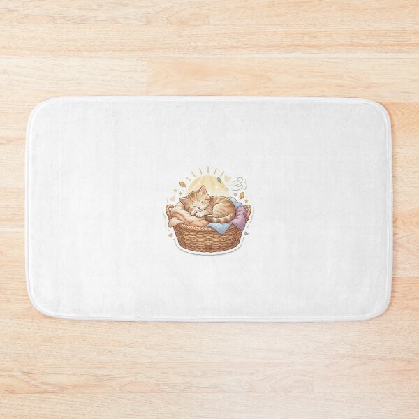 Item preview, Cozy Laundry Basket Sleeping Kitten Sticker – Cute Chubby Cat Nap Aesthetic Design designed and sold by wildbest.
