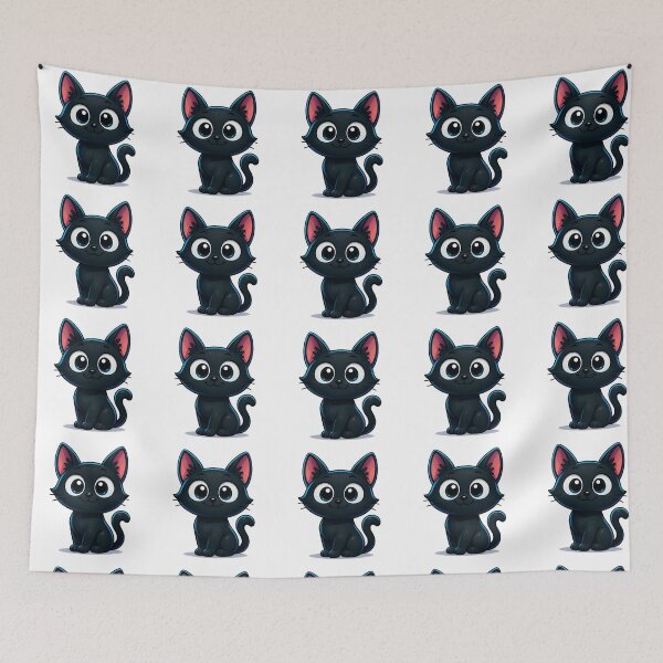 Item preview, Cute Friendly Cat with Sparkling Eyes | Kawaii Kitty Smile | Adorable Happy Cat Illustration designed and sold by PrintCreations9.