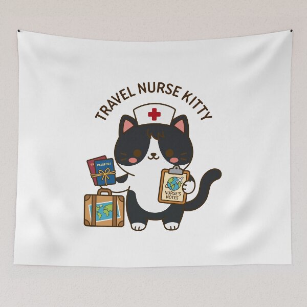 Item preview, Travel Nurse Kitty - Work Hard Travel Harder Cat designed and sold by officinelala.