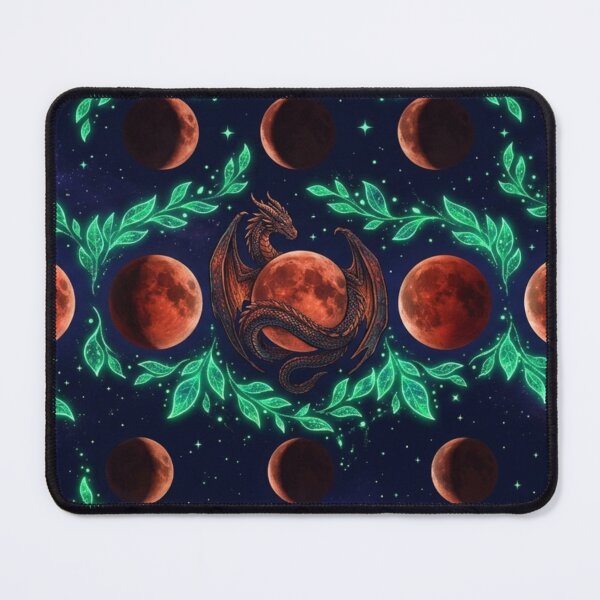Item preview, Lunar Eclipse Dragon & Glowing Leaves Mystical Pattern designed and sold by InnerwayStudio.