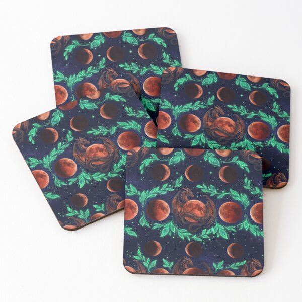 Item preview, Lunar Eclipse Dragon & Glowing Leaves Mystical Pattern designed and sold by InnerwayStudio.