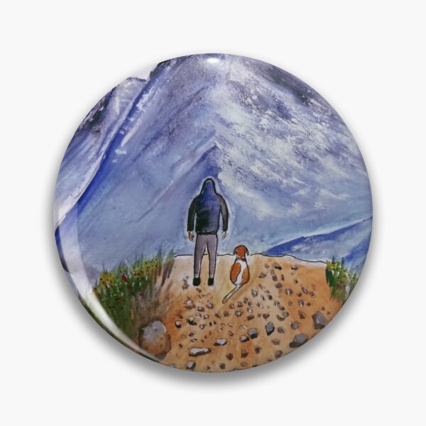 Item preview, Lone Traveler Mountain Landscape Watercolor Painting designed and sold by silversketchh.