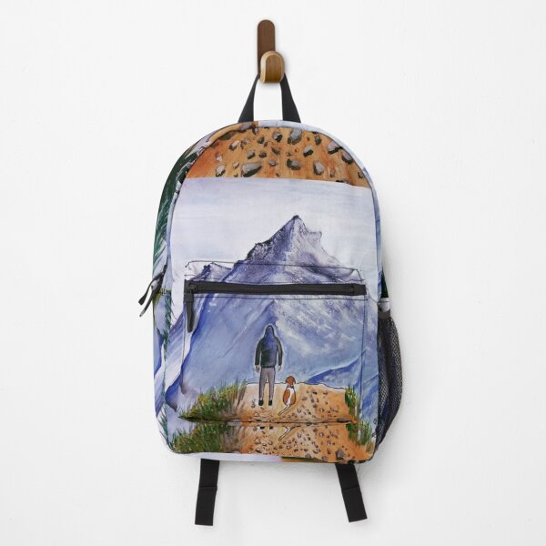 Item preview, Lone Traveler Mountain Landscape Watercolor Painting designed and sold by silversketchh.