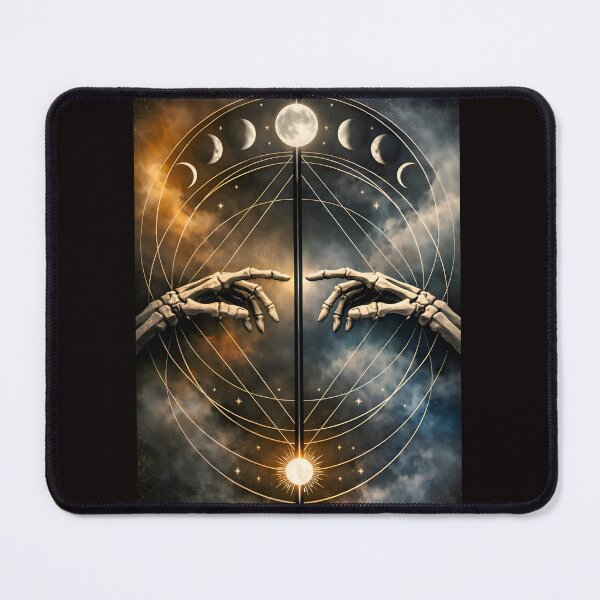 Item preview, Alchemical Mirror: Skeletal Hands & Sacred Lunar Geometry designed and sold by Studio77-Gothic.