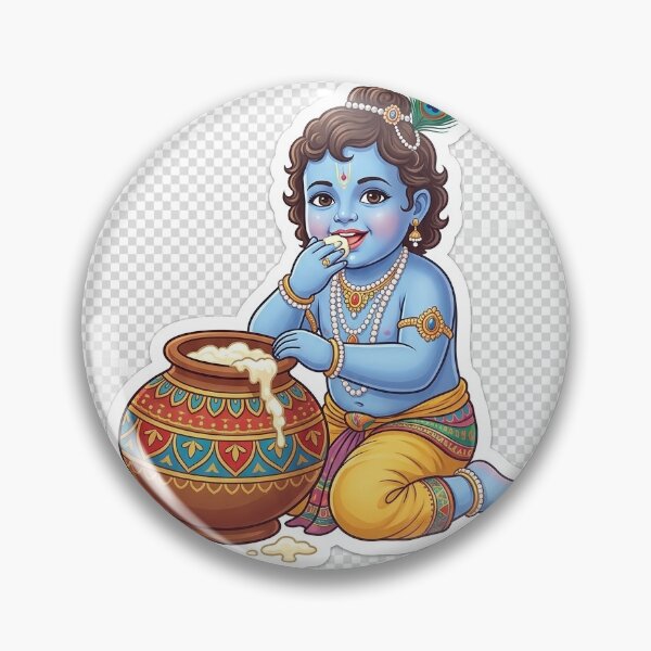 Artikelvorschau, Niedlicher Baby Krishna Makhan Chor Aufkleber entworfen und verkauft von BMSGamingLucky.