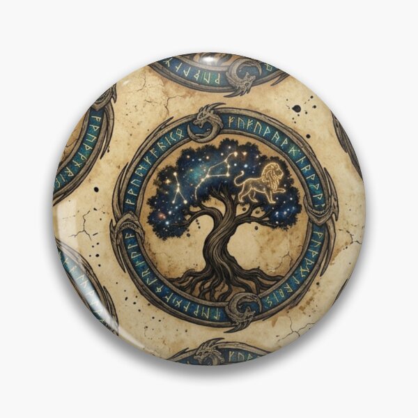 Item preview, Zodiac Dragon Runestones: Ancient Celestial Tree Pattern designed and sold by InnerwayStudio.