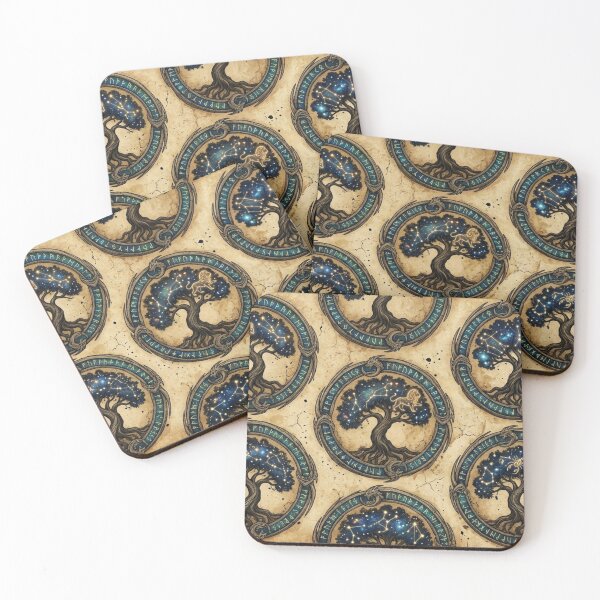 Item preview, Zodiac Dragon Runestones: Ancient Celestial Tree Pattern designed and sold by InnerwayStudio.