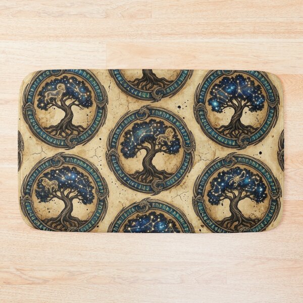 Item preview, Zodiac Dragon Runestones: Ancient Celestial Tree Pattern designed and sold by InnerwayStudio.