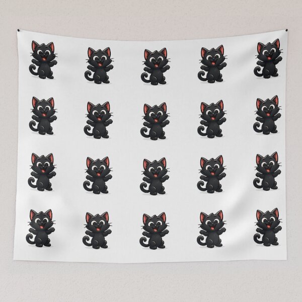 Item preview, Laughing Cat with Squinted Eyes | Happy Kawaii Kitty | Cute Joyful Cat Illustration designed and sold by PrintCreations9.