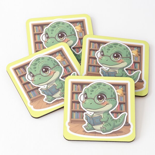Item preview, Adorable Bookworm Dinosaur Sticker Cute Little T Rex Reading in the Library for Book Lovers and Students designed and sold by bvdesignart.