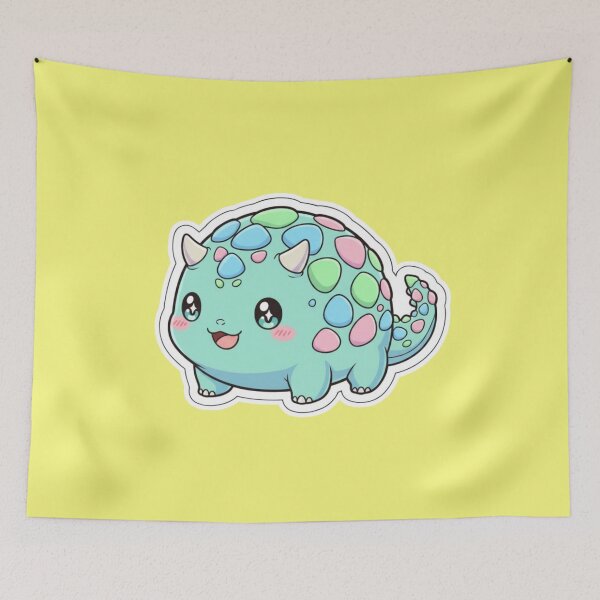 Item preview, Kawaii Pastel Dinosaur Sticker Adorable Chibi Ankylosaurus Aesthetic Colorful Dino Design for Kids and Teens designed and sold by bvdesignart.