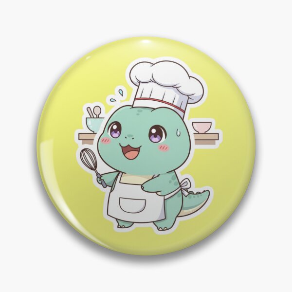 Item preview, Adorable Kawaii Baby Dino Chef Holding Whisk Cute Mint Green Dinosaur Baker for Foodies and Baking Lovers Sticker designed and sold by bvdesignart.
