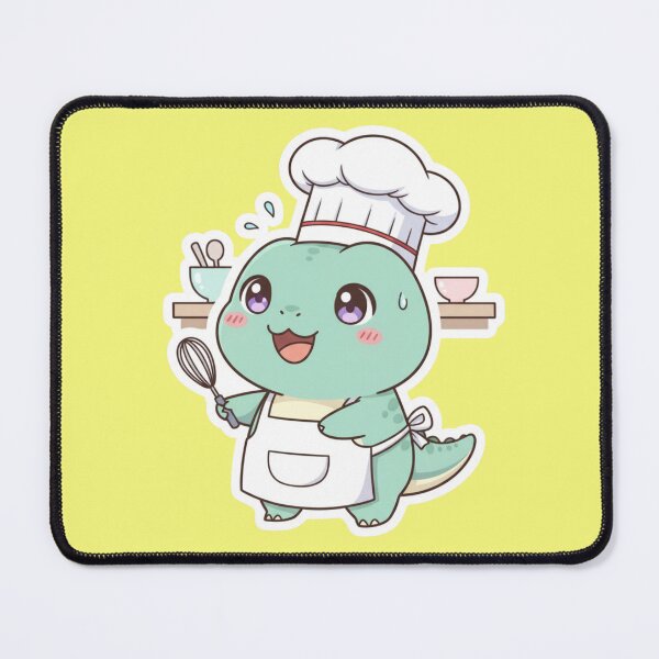 Item preview, Adorable Kawaii Baby Dino Chef Holding Whisk Cute Mint Green Dinosaur Baker for Foodies and Baking Lovers Sticker designed and sold by bvdesignart.