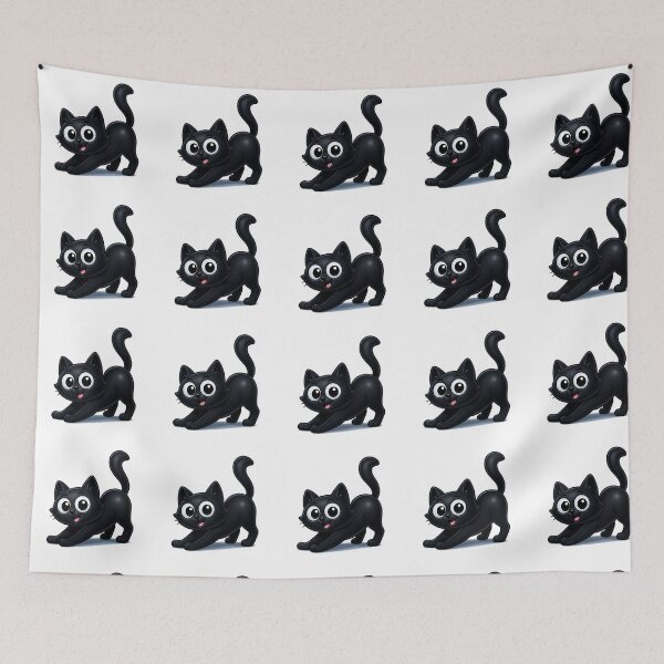 Item preview, Stretching Cat Pose | Cute Kawaii Kitty with Tail Up | Playful Morning Stretch Cat designed and sold by PrintCreations9.