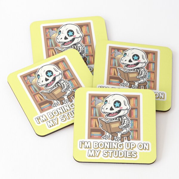 Item preview, I'm Boning Up On My Studies Cute T Rex Skeleton Dinosaur Reading in Library designed and sold by bvdesignart.