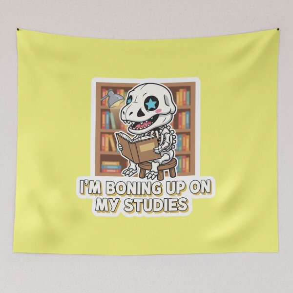 Item preview, I'm Boning Up On My Studies Cute T Rex Skeleton Dinosaur Reading in Library designed and sold by bvdesignart.