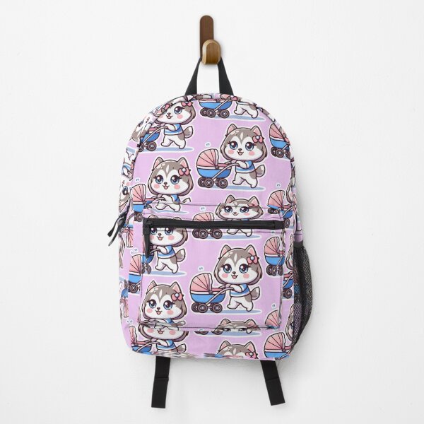 Item preview, Cute Husky Mom Pushing Baby Stroller Kawaii Dog Sticker designed and sold by carestazafeli.