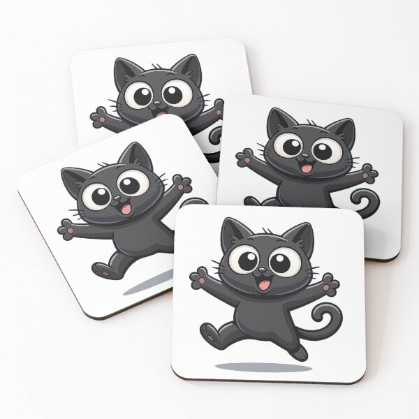 Item preview, Jumping Star Cat | Excited Kawaii Kitty Mid-Air | Cute Energetic Cat Illustration designed and sold by PrintCreations9.