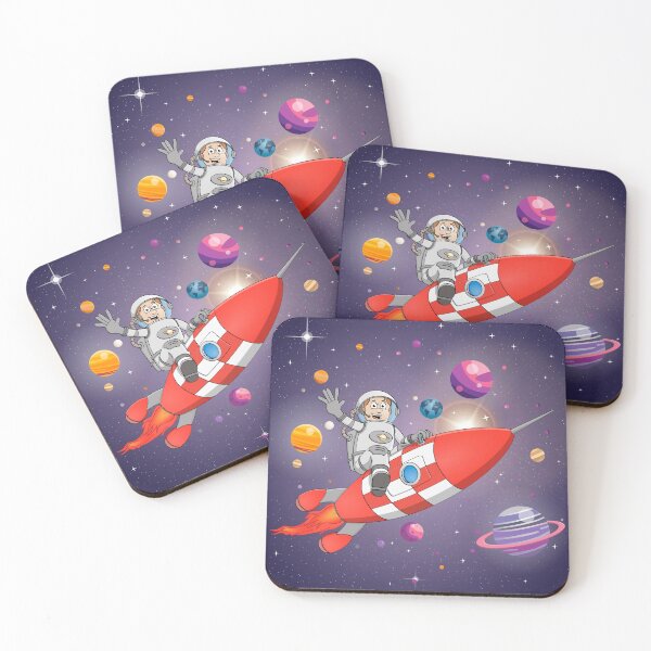 Item preview, Space explorer illustration “The astronaut and his spaceship” designed and sold by Stef Ringoot, cartoons and illustrations.
