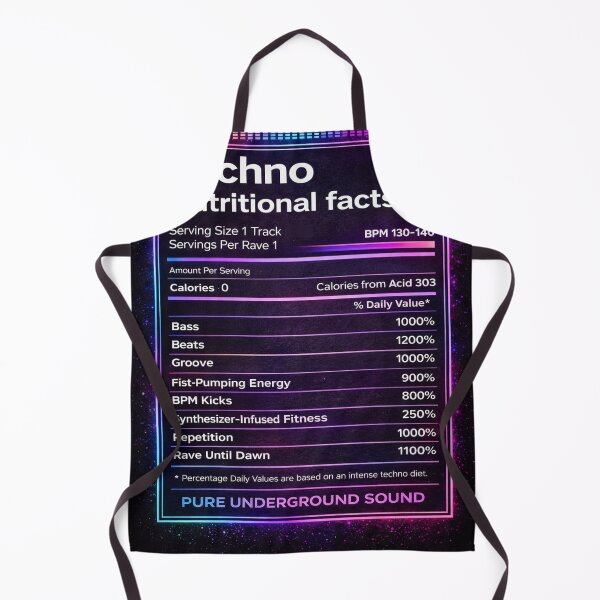 Item preview, Techno Nutritional Facts Shirt Funny DJ Rave Techno Music Festival Clubbing T-Shirt Gift designed and sold by djhypnotixx.