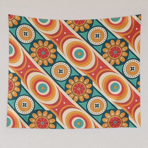 Item preview, Rainbow flowers pattern designed and sold by trendspatterns.