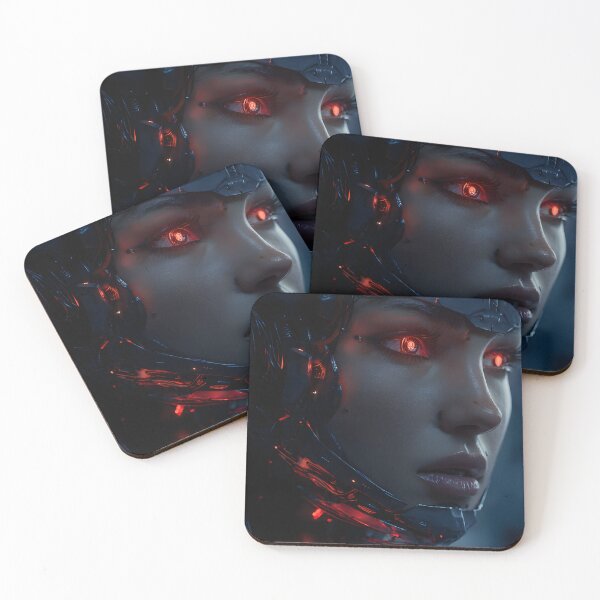 Item preview, Red Eye Cyborg Woman Portrait Cyberpunk Future designed and sold by cyberartmaker.