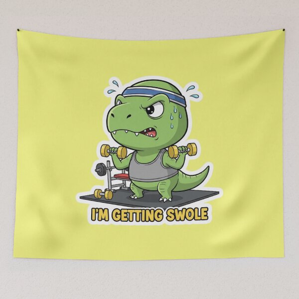 Item preview, Funny Dinosaur T Rex Getting Swole Fitness Gym Motivation Workout Pun designed and sold by bvdesignart.