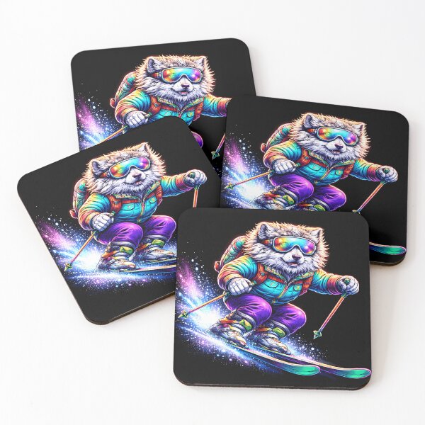 Item preview, Neon Ski Dog Winter Sports Animal designed and sold by AuraloomAtelier.