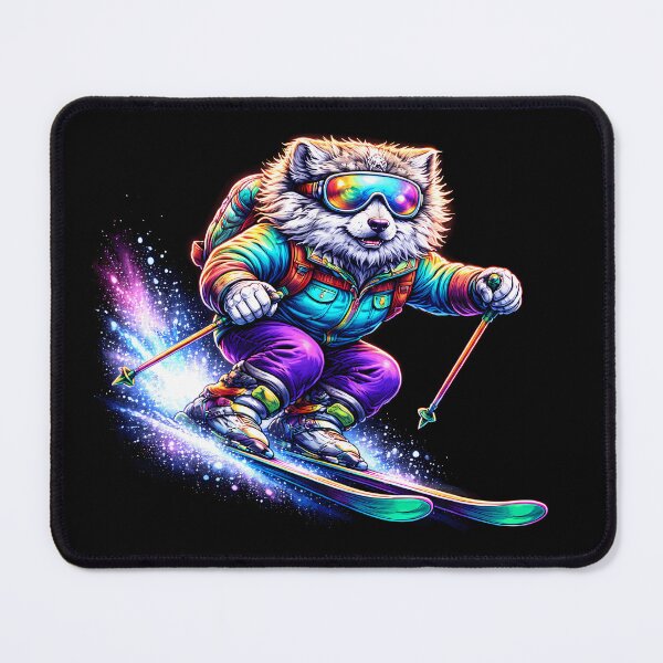 Item preview, Neon Ski Dog Winter Sports Animal designed and sold by AuraloomAtelier.