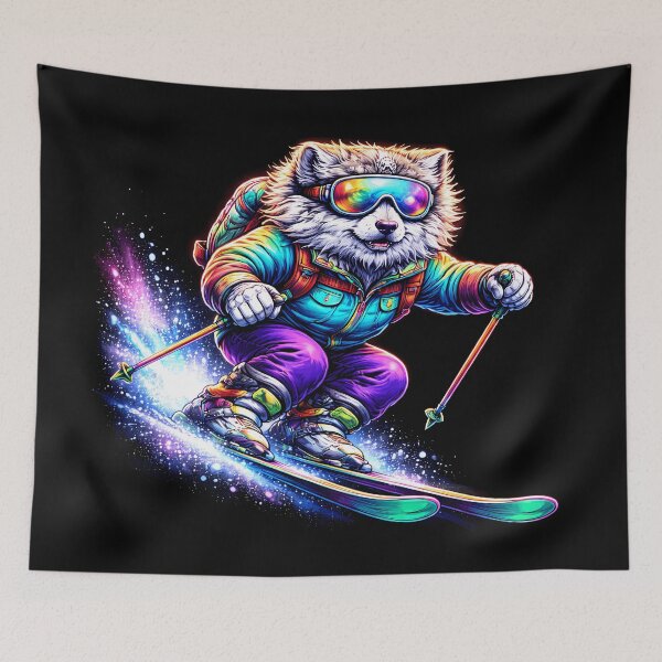Item preview, Neon Ski Dog Winter Sports Animal designed and sold by AuraloomAtelier.