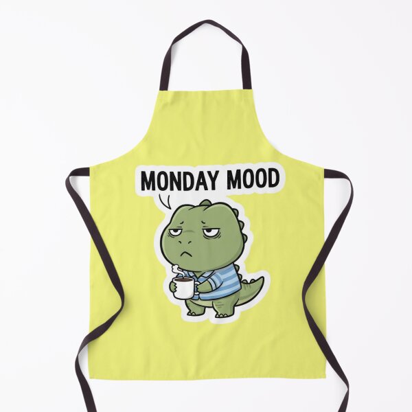 Item preview, Monday Mood Grumpy Dinosaur Drinking Coffee Cute Kawaii Dino in Pajamas for Monday Blues designed and sold by bvdesignart.