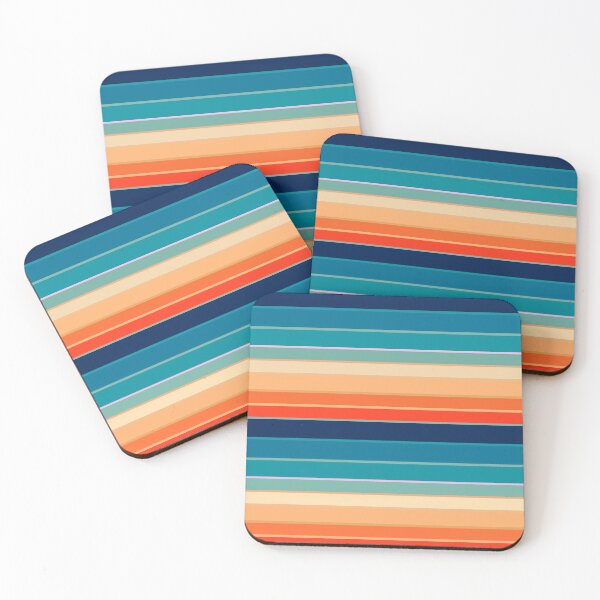 Item preview, 70s Retro Horizontal Stripe Pattern – Earthy Sunset & Ocean Blue designed and sold by Far Out Goods.