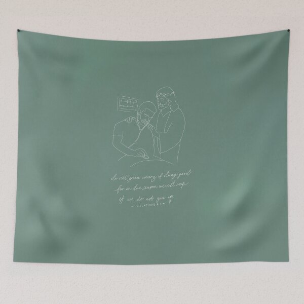 Item preview, Jesus comforting male healthcare worker designed and sold by Olive Sedrak.