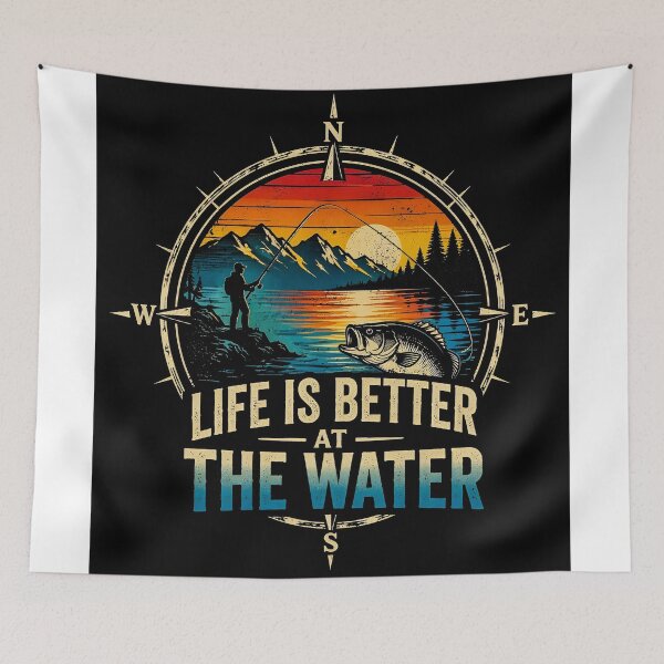 Item preview, Vintage Fishing Compass Shirt Life Is Better At The Water Fisherman Gift Outdoor Lake Sunset Bass Fishing Graphic Tee designed and sold by jutharat456.