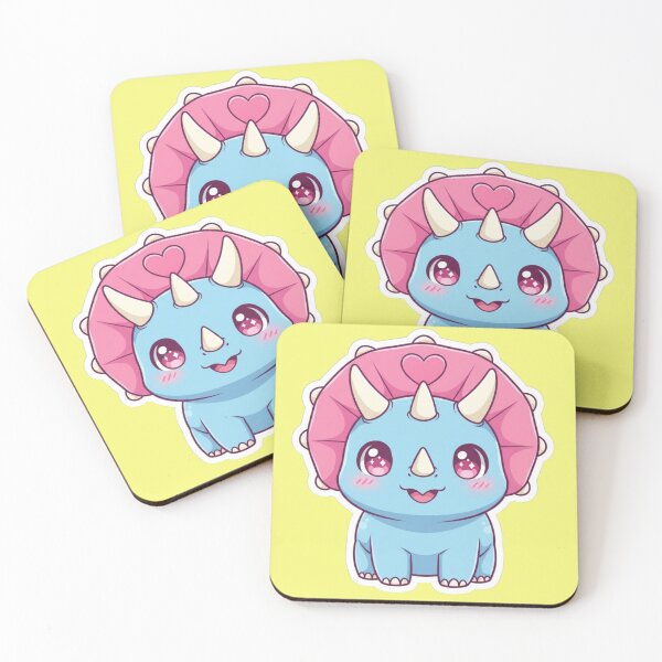 Item preview, Cute Baby Triceratops Kawaii Pastel Dinosaur Pink Heart Horns Chibi Dino Sticker for Kids and Girls designed and sold by bvdesignart.