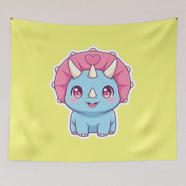 Item preview, Cute Baby Triceratops Kawaii Pastel Dinosaur Pink Heart Horns Chibi Dino Sticker for Kids and Girls designed and sold by bvdesignart.