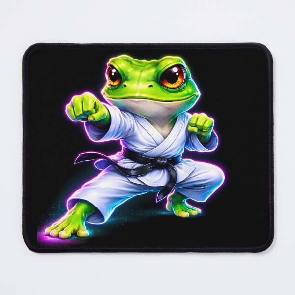 Item preview, Neon Karate Frog Martial Arts Animal designed and sold by AuraloomAtelier.