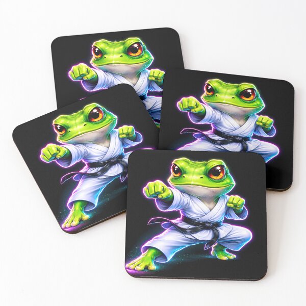 Item preview, Neon Karate Frog Martial Arts Animal designed and sold by AuraloomAtelier.
