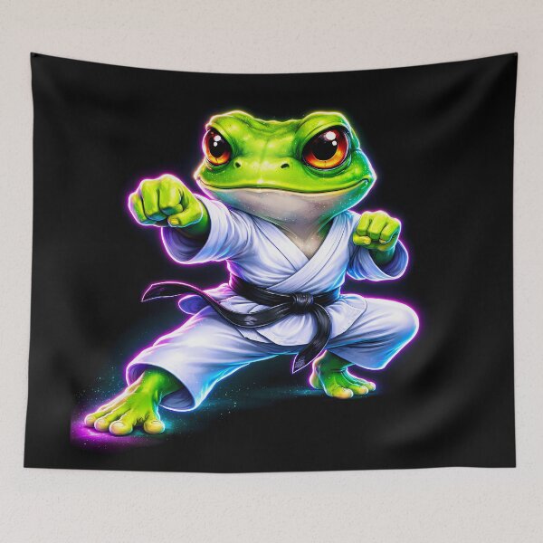Item preview, Neon Karate Frog Martial Arts Animal designed and sold by AuraloomAtelier.