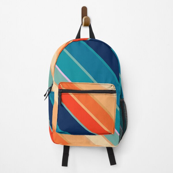 Item preview, Retro 70s Diagonal Stripe Diagonal – Vintage Sunset & Teal Geometric designed and sold by Far Out Goods.