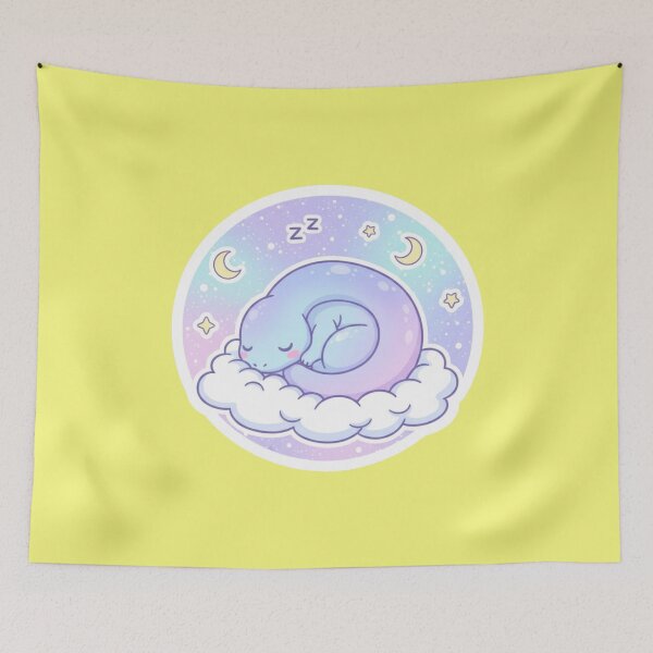 Item preview, Adorable Sleeping Pastel Blue Dino on Fluffy Clouds under a Magical Starry Night Sky designed and sold by bvdesignart.