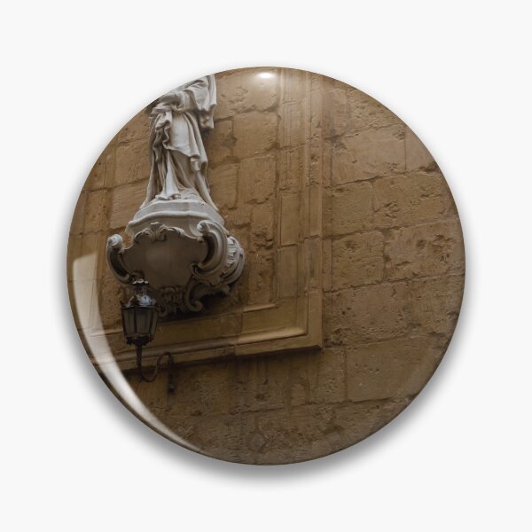 Item preview, Madonna And Child Statue On Historic Stone Wall In Ornate Niche With Lantern designed and sold by Nmallia.