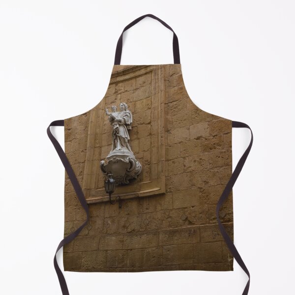 Item preview, Madonna And Child Statue On Historic Stone Wall In Ornate Niche With Lantern designed and sold by Nmallia.