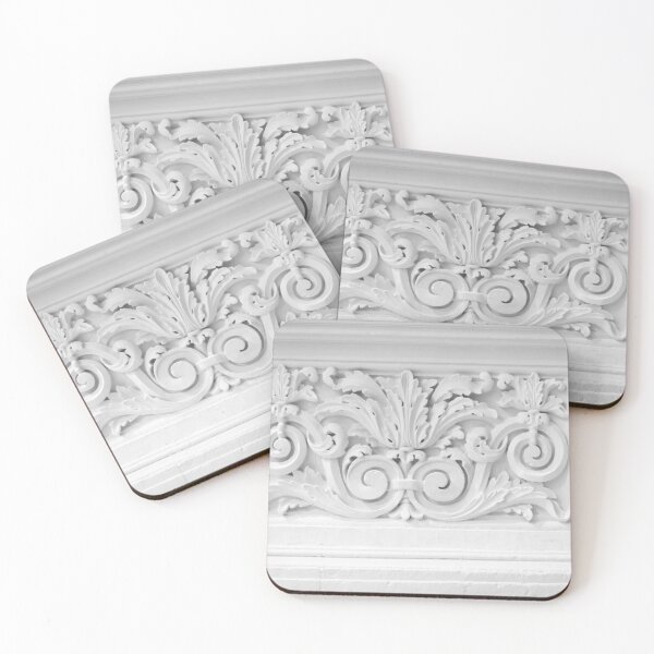 Item preview, Ornate White Plaster Relief Architectural Ornament Detail With Scrollwork and Acanthus Motif On Wall designed and sold by Nmallia.