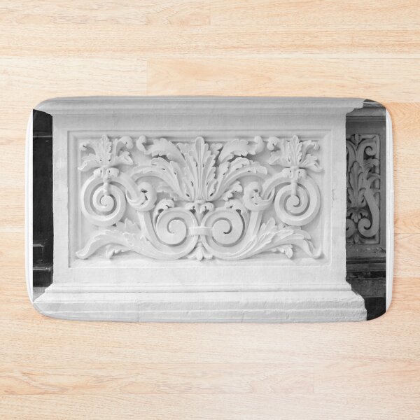 Item preview, Ornate White Plaster Relief Architectural Ornament Detail With Scrollwork and Acanthus Motif On Wall designed and sold by Nmallia.