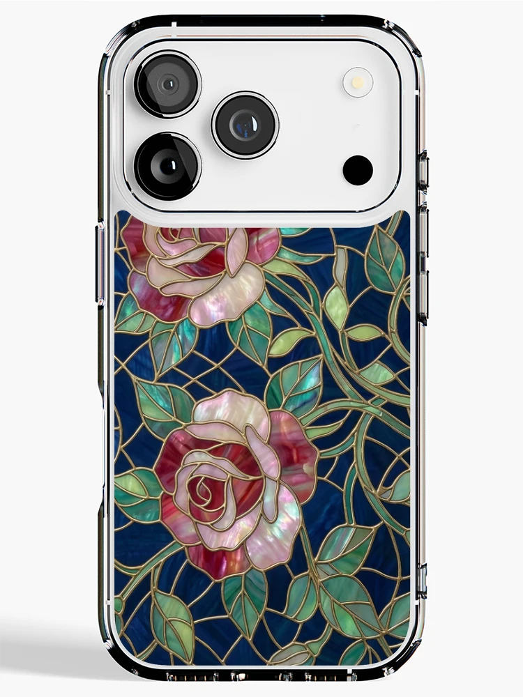 Thumbnail 1 of 5, iPhone Case, Stained Glass Roses designed and sold by patterncrow.